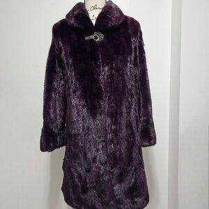 Amazing Dark Matte Purple Violet Mink Fur Coat Jacket A-Line